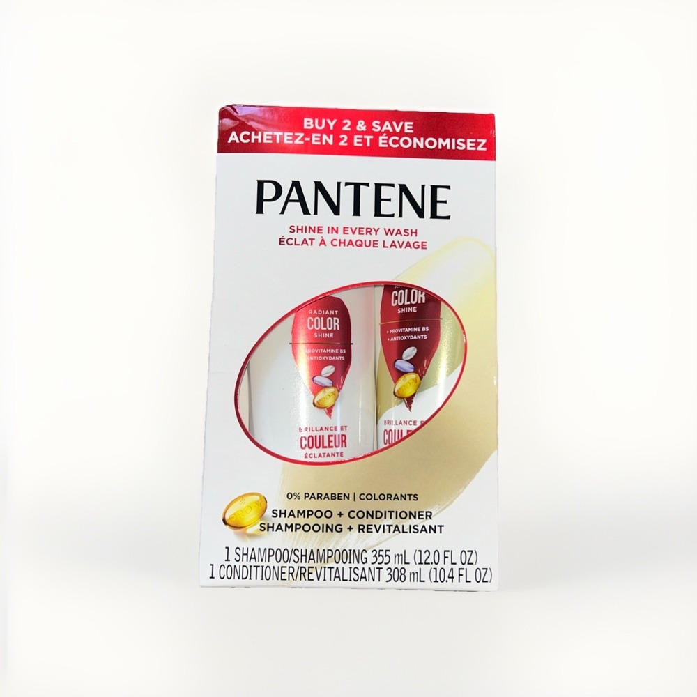 Pantene Pro-V Radiant Color Shine Shampoo + Conditioner Bundle, Gold/White